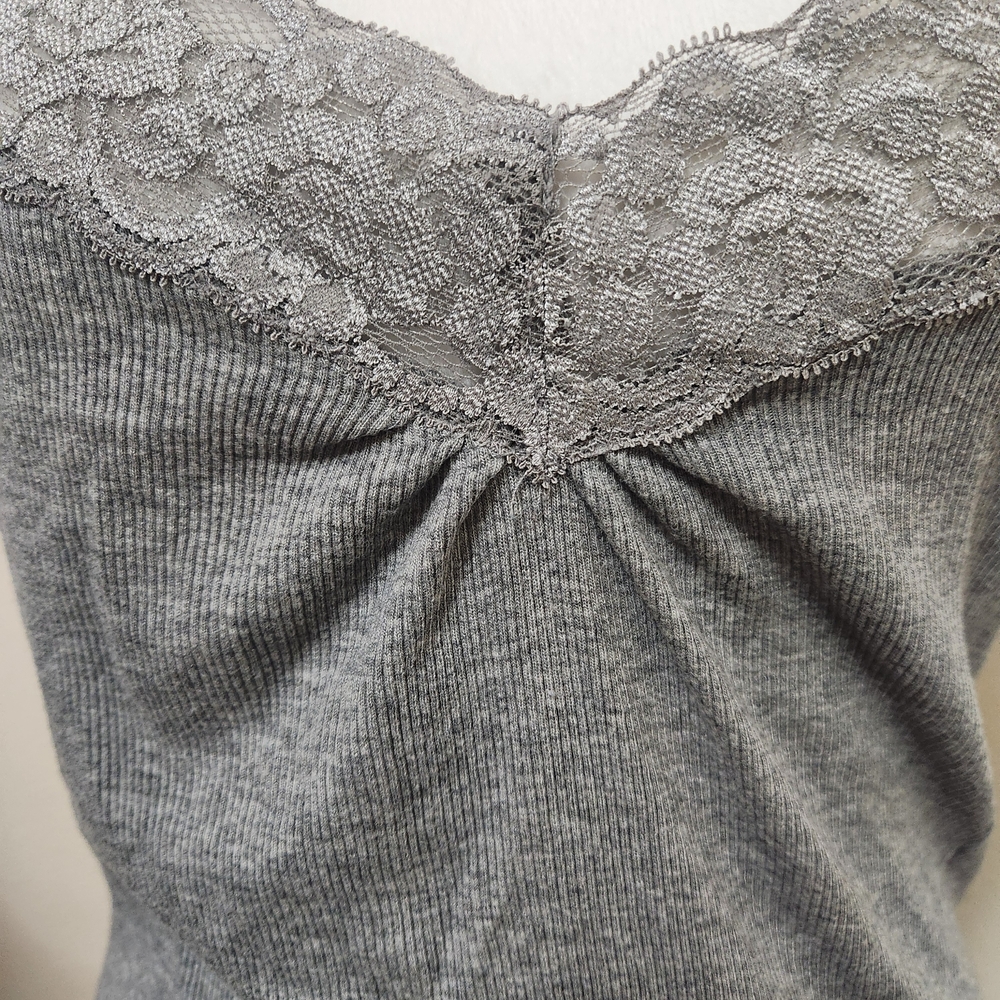 Y2K Babydoll Tank Top Cami Lace Trim Stretch Large Fitted Bella Preppy Dainty - Picture 4 of 12